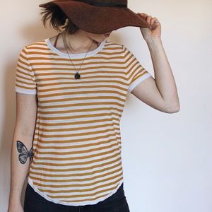 5/$20 | Loft | yellow & white striped short sleeve